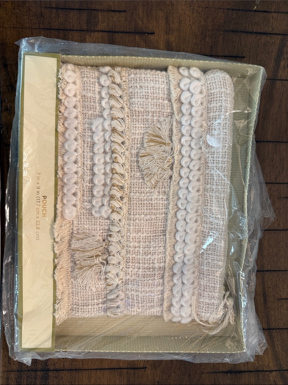 Target Cream Textured Tassel Clutch Wristlet